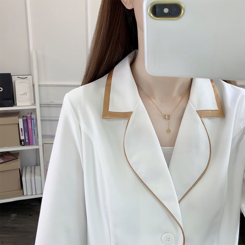 흰색 짧은 미용 유니폼 드레스 스파 핑크 스크럽 탑 흰 - Medical Lab Coats 리뷰 및 가격
