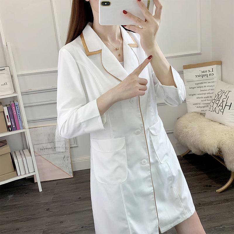 흰색 짧은 미용 유니폼 드레스 스파 핑크 스크럽 탑 흰 - Medical Lab Coats 리뷰 및 가격