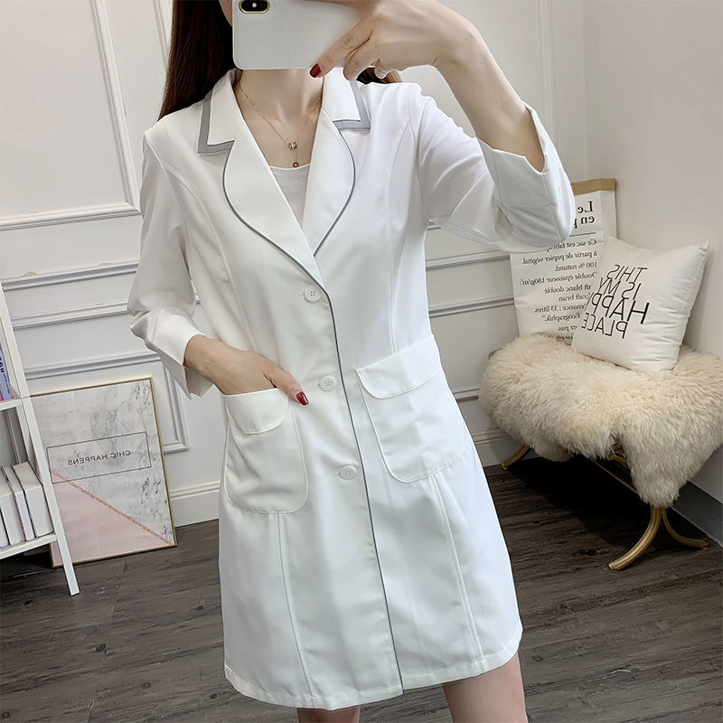 흰색 짧은 미용 유니폼 드레스 스파 핑크 스크럽 탑 흰 - Medical Lab Coats 리뷰 및 가격