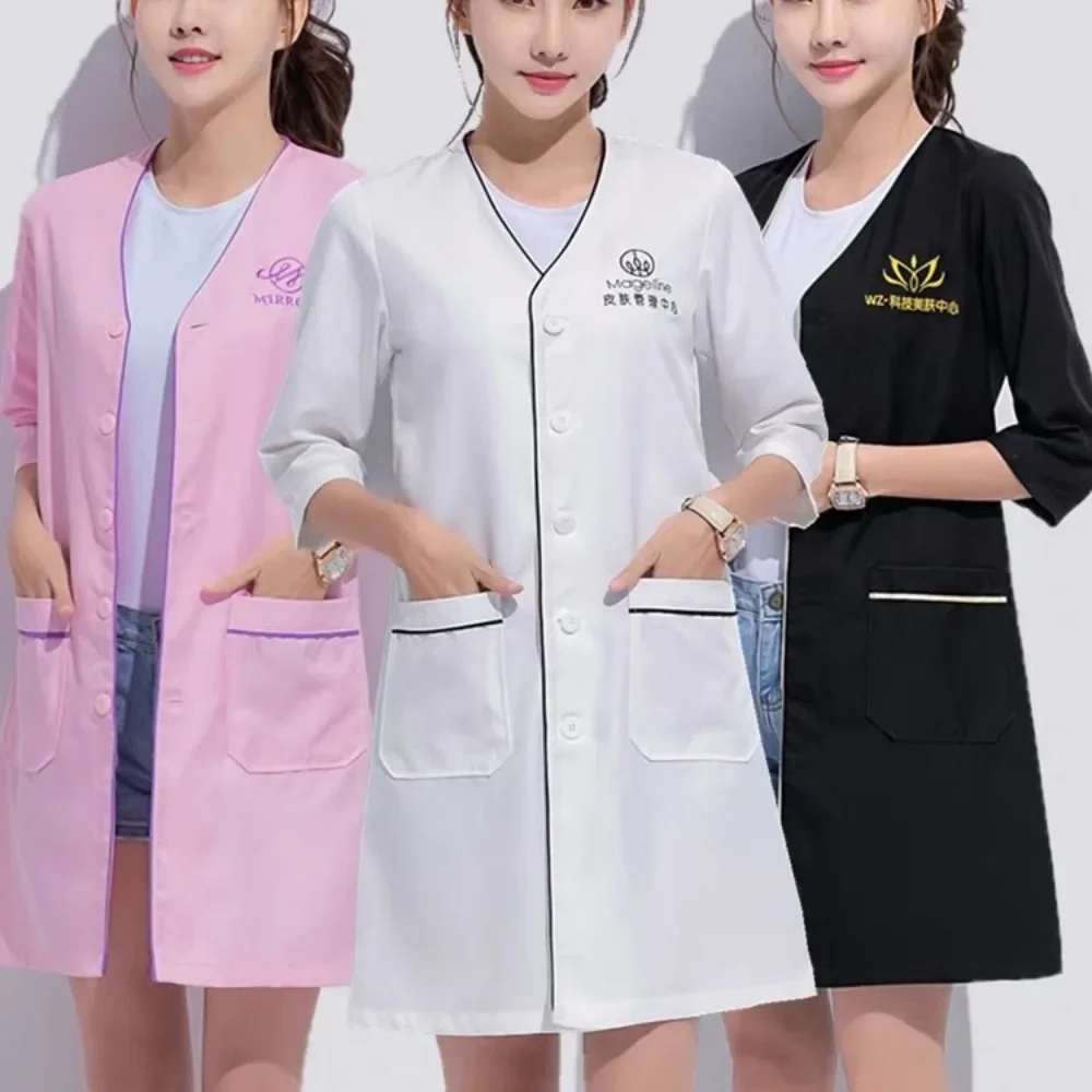 맞춤형 로고 뷰티 유니폼 미용사 스킨 매니저 작업복 스 - Medical Lab Coats 리뷰 및 가격