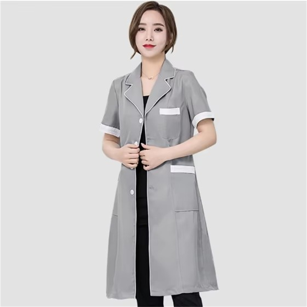 고급 회색 단색 슬림 단순 주름 방지 스파 유니폼 미용 - Medical Lab Coats 리뷰 및 가격