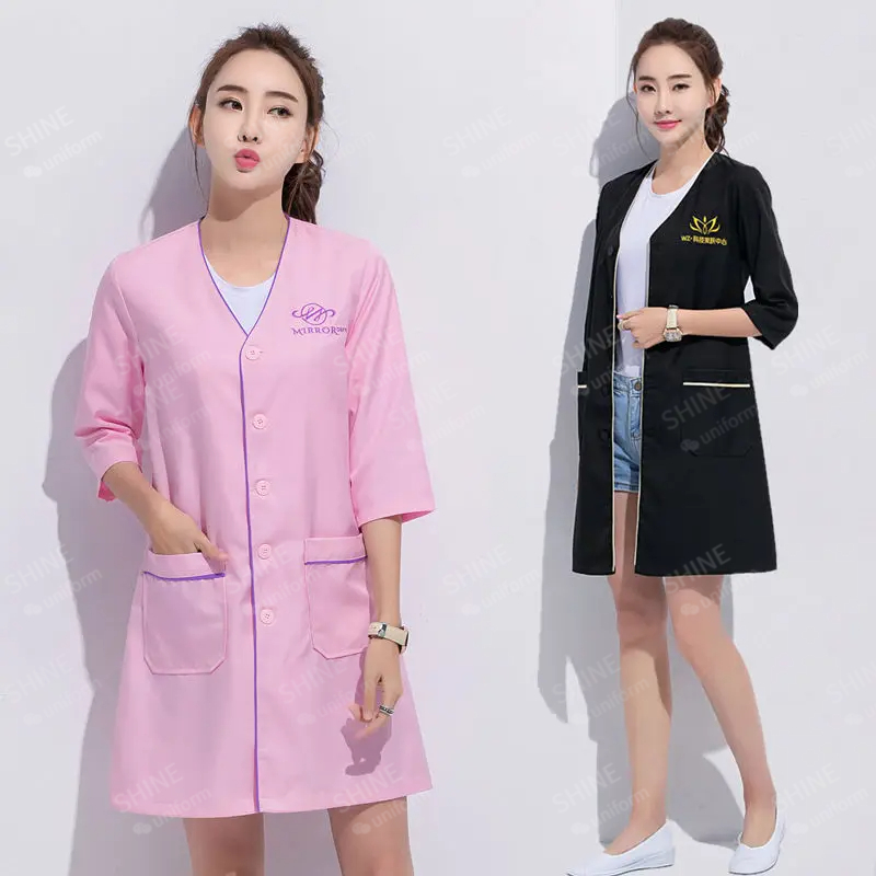 미용 유니폼 미용사 맞춤형 로고스킨 관리자 작업복 스파 - Medical Lab Coats 리뷰 및 가격